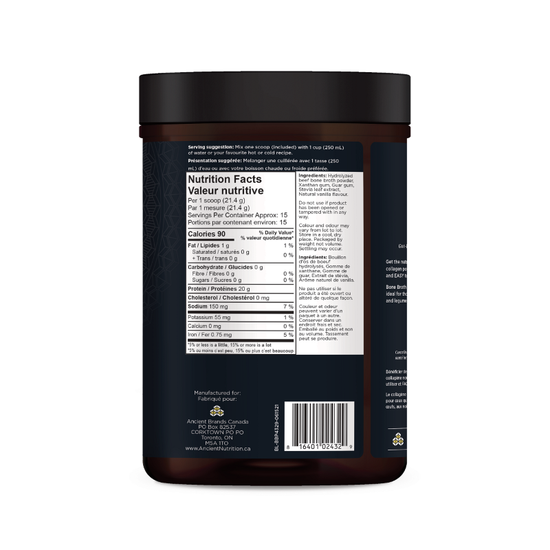 Bone Broth Collagen Vanilla Ancient Nutrition Canada