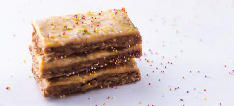 Birthday Cake Collagen Bars with Cashew Cream Cheese Frosting